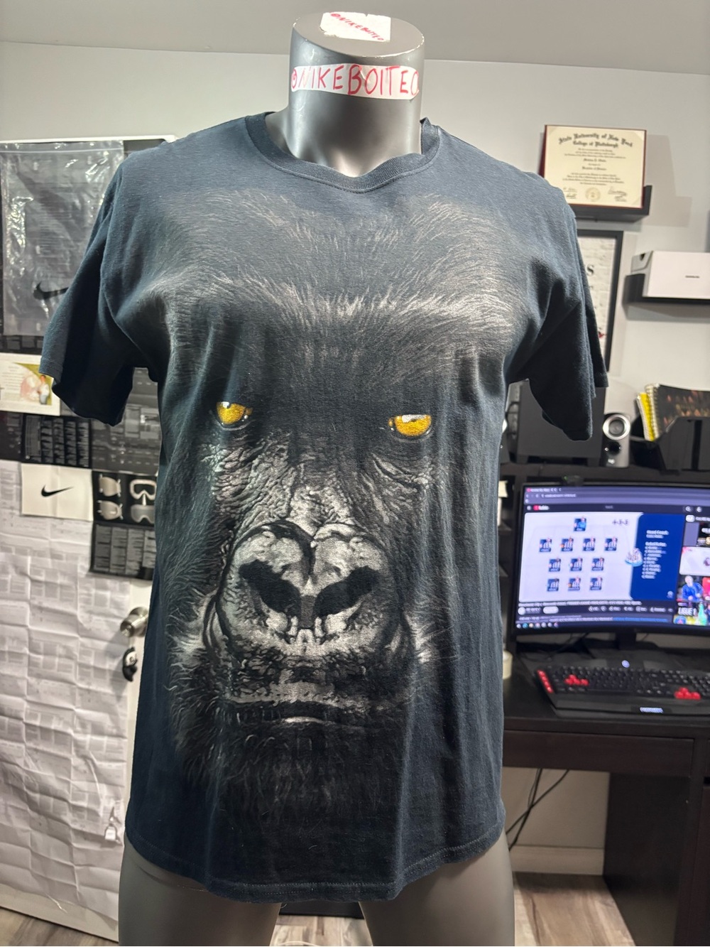 2011 Liquid Black Gorilla Face Graphic T-Shirt Men’s Large Animal Print